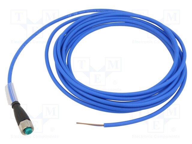 Connection lead; M12; PIN: 2; straight; plug; 250VAC; 4A; -40÷80°C