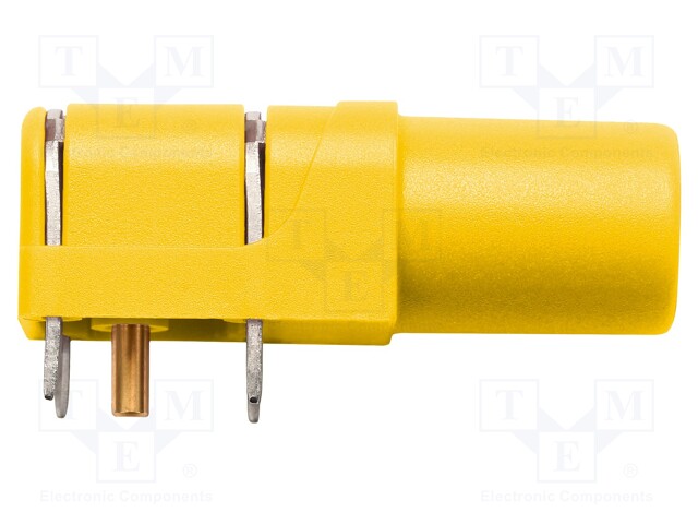 Socket; 4mm banana; 24A; 1kV; yellow; gold-plated; PCB; -25÷80°C