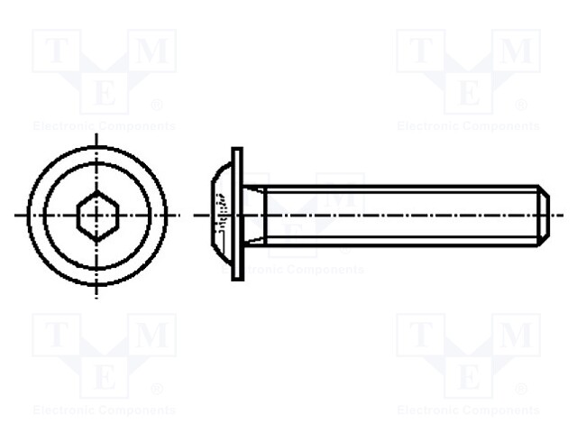 Screw; with flange; M3x8; Head: button; imbus; steel; black finish