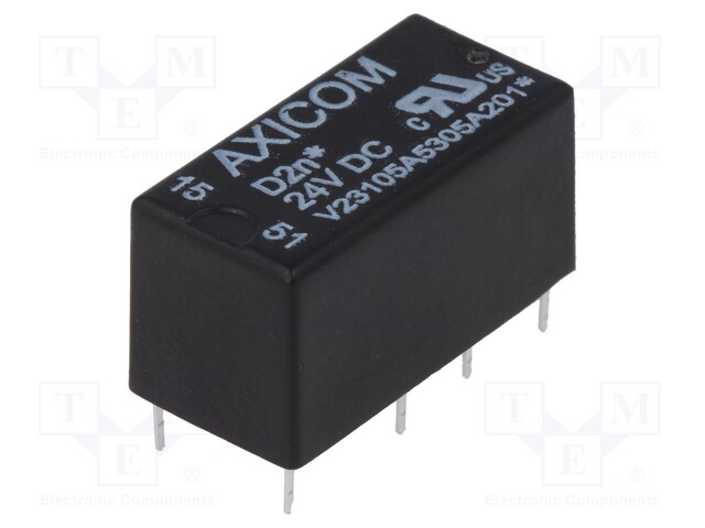 Relay: electromagnetic; DPDT; Ucoil: 24VDC; 0.5A/125VAC; 1A/30VDC