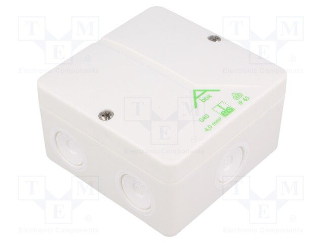 Enclosure: junction box; X: 93mm; Y: 93mm; Z: 55mm; polystyrene; IP65