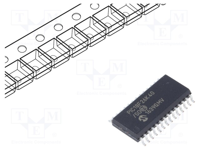 PIC microcontroller; Memory: 64kB; SRAM: 3640B; EEPROM: 1024B; SMD