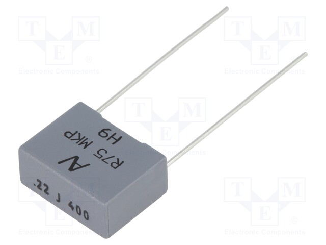 Capacitor: polypropylene; 220nF; 15mm; ±5%; 18x7.5x13.5mm; 900V/μs