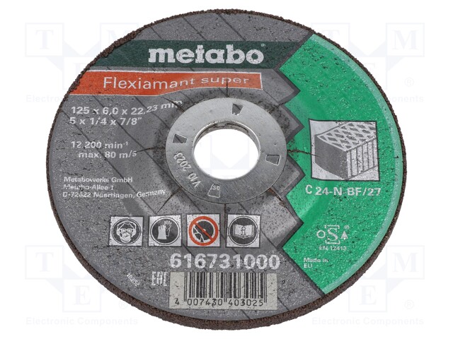 Grinding wheel; Ø: 125mm; Øhole: 22.2mm; Disc thick: 6mm