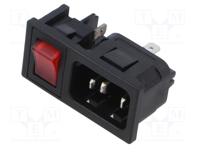 Connector: AC supply; socket; male; 10A; 250VAC; IEC 60320; C14 (E)