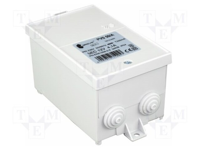 Transformer: safety; 50VA; 230VAC; 12V; IP54; Thermal class: Ta40B