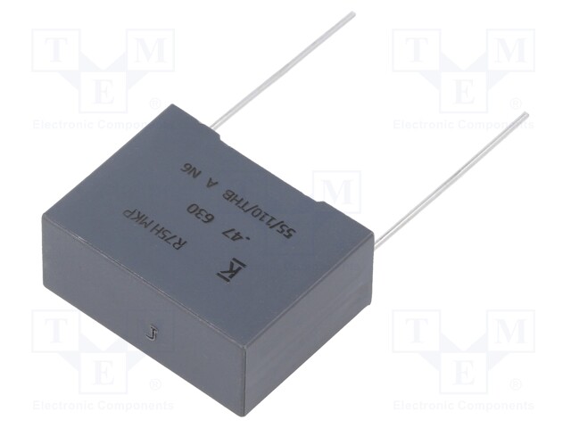 DC Film Capacitor, 0.47 µF, 630 V, Metallized PP, ± 5%, R75H Series, Radial Box