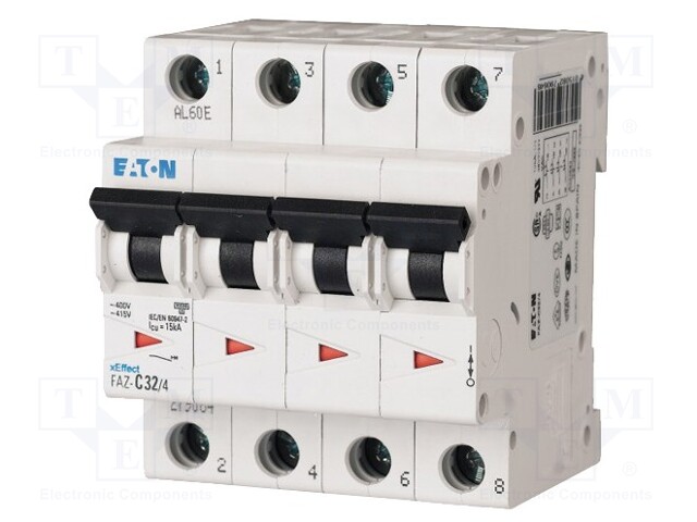 Circuit breaker; 230/400VAC; Inom: 16A; Poles: 3+N; DIN; Charact: B