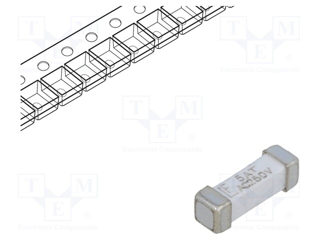 Fuse: fuse; time-lag; 5A; 250VAC; SMD; ceramic; 10,1x3,1x3,25mm