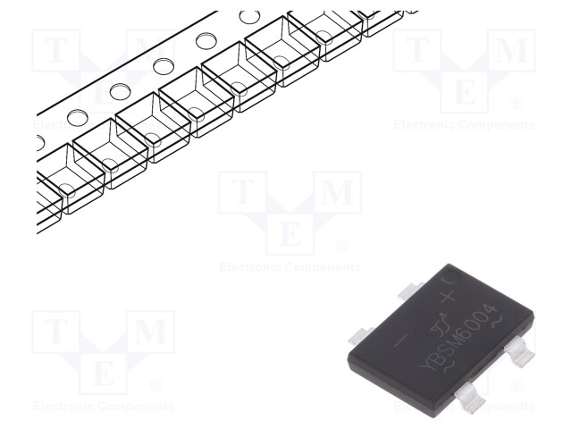 Single-phase bridge rectifier; Urmax: 400V; If: 6A; Ifsm: 150A