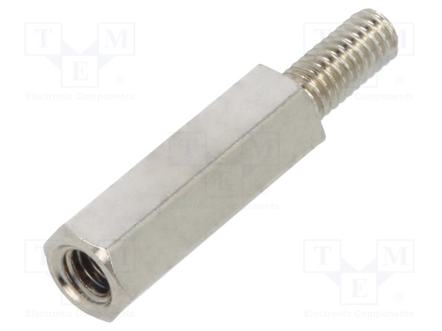 Screwed spacer sleeve; Int.thread: M2,5; 12mm; Ext.thread: M2,5