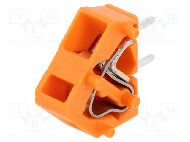 PCB terminal block; angled 45°; 5mm; ways: 1; on PCBs; 0.08÷2.5mm2