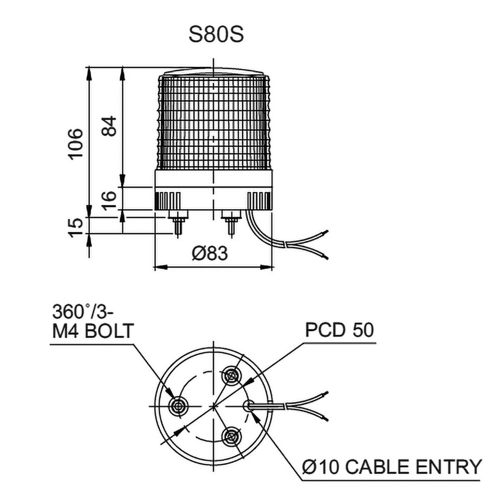 Signaller: lighting; flashing light; green; Series: S80; 24VDC