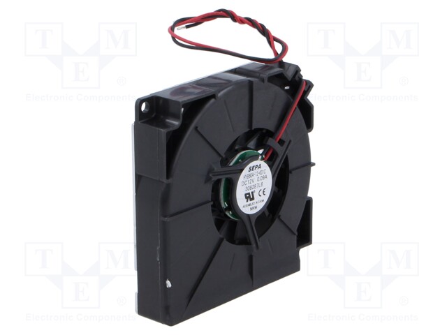 Fan: DC; blower; 12VDC; 59.5x59.5x12.5mm; 7.9m3/h; 34dBA; 3800rpm