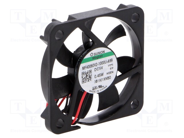 Fan: DC; axial; 5VDC; 40x40x6mm; 9.3m3/h; 25.3dBA; Vapo; 6000rpm