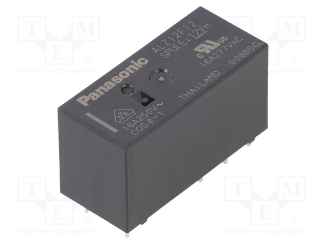 Relay: electromagnetic; SPDT; Ucoil: 12VDC; 16A/250VAC; max.250VAC