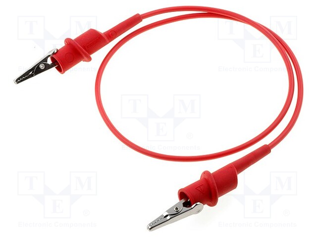 Test lead; silicone; 0.6m; red; 10A; 1000V; Plating: nickel plated