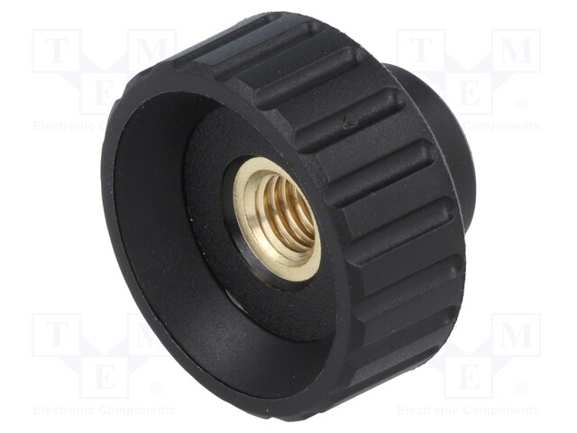 Knob; Dia: 32mm; M8; 16mm; H: 22mm; polyamide; Boss material: brass