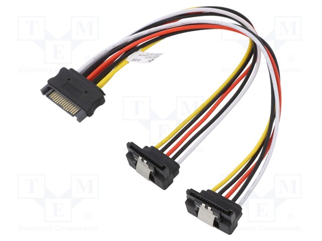 Cable: SATA; SATA socket,angle plug SATA x2; 0.2m