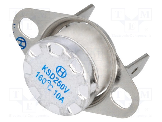 Sensor: thermostat; Output conf: NC; Topen: 160°C; Tclos: 130°C; 10A