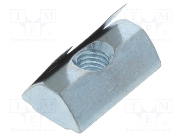 Nut; for profiles; Width of the groove: 8mm; V: with spring leaf