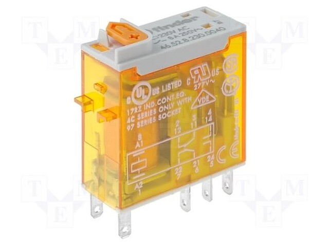 Relay: electromagnetic; DPDT; Ucoil: 24VAC; 8A/250VAC; 8A/30VDC