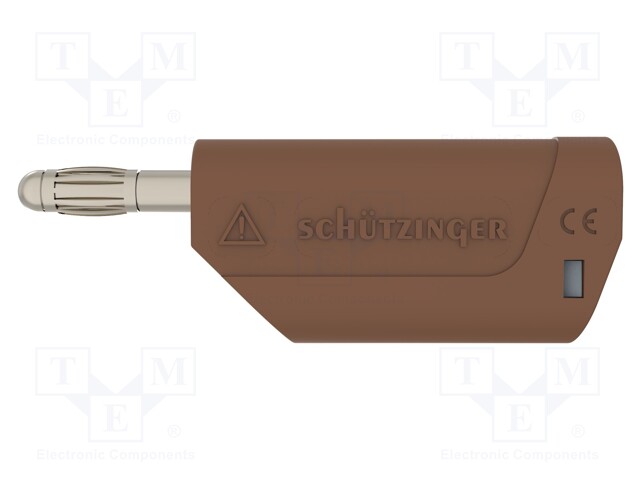 Plug; 4mm banana; 32A; 30VAC; 60VDC; brown; Max.wire diam: 4mm