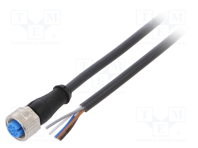 Connection lead; M12; PIN: 5; straight; 2m; plug; 125VAC; 4A; IP67