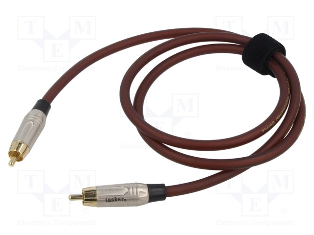 Cable; RCA plug,both sides; 1m; Plating: gold-plated; brown