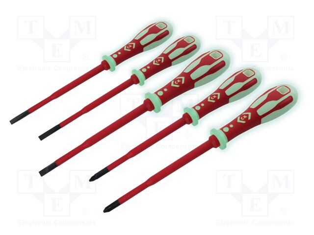 Kit: screwdrivers; insulated; 1kVAC; Pozidriv®,slot; 5pcs.