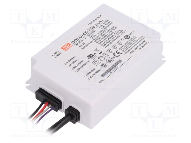 Power supply: switched-mode; LED; 45W; 38÷64VDC; 700mA; 90÷295VAC