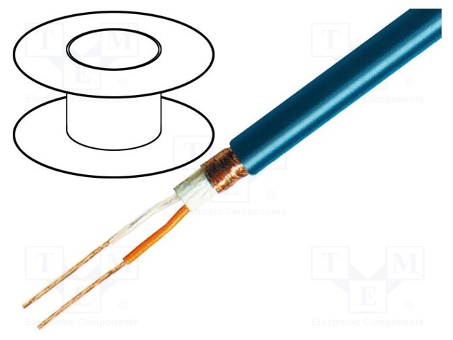 Wire: microphone cable; 2x0,25mm2; blue; OFC; PVC; -15÷70°C; Ø6mm