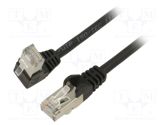 Patch cord; F/UTP; 5e; stranded; CCA; PVC; black; 1m; 26AWG; shielded