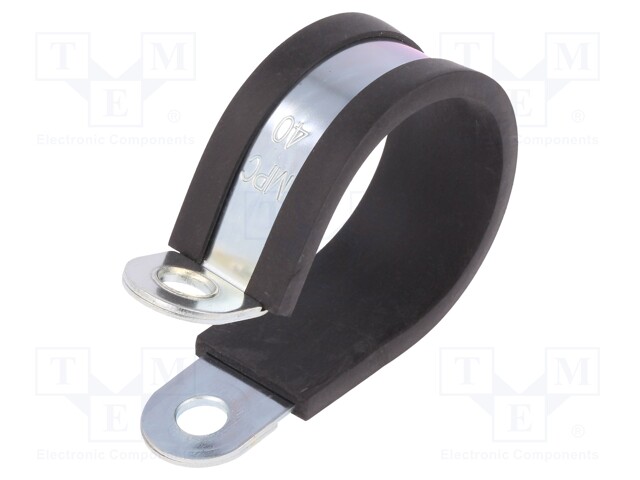 Fixing clamp; ØBundle : 40mm; W: 20mm; steel; Cover material: EPDM