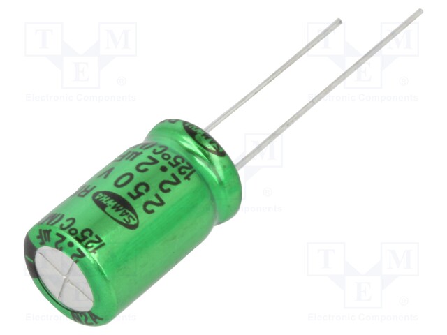 Capacitor: electrolytic; THT; 2.2uF; 250VDC; Ø10x16mm; ±20%; 1000h