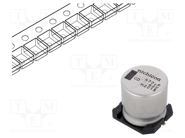 Capacitor: electrolytic; low impedance; SMD; 470uF; 63VDC; ±20%