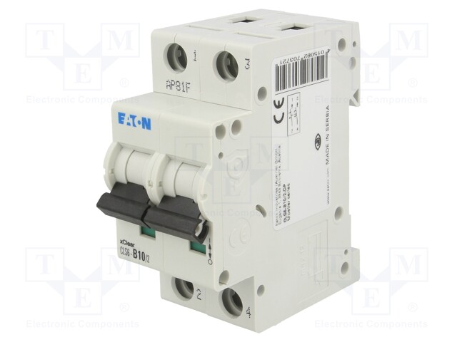 Circuit breaker; 230VAC; Inom: 10A; Poles: 2; DIN; Charact: B; 6kA