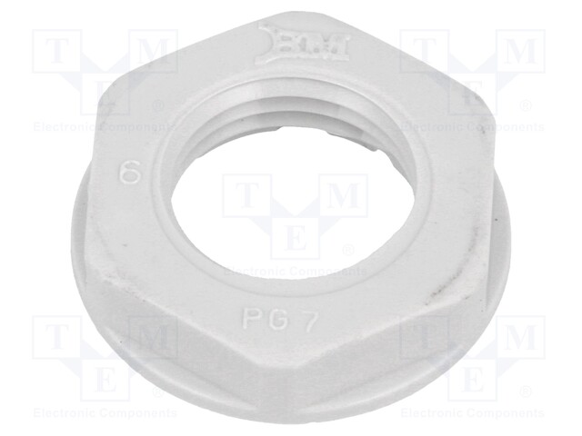 Nut; PG7; polyamide; 19mm; grey