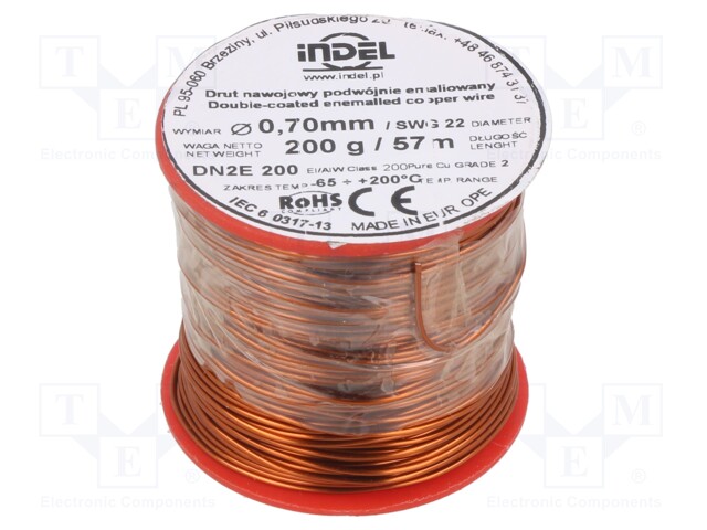 Coil wire; double coated enamelled; 0.7mm; 200g; -65÷200°C