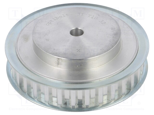 Belt pulley; T10; W: 16mm; whell width: 31mm; Ø: 100mm; aluminium