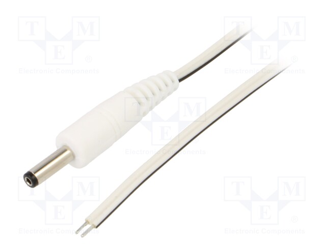 Cable; wires,DC 4,0/1,7 plug; straight; 0.35mm2; white; 0.5m