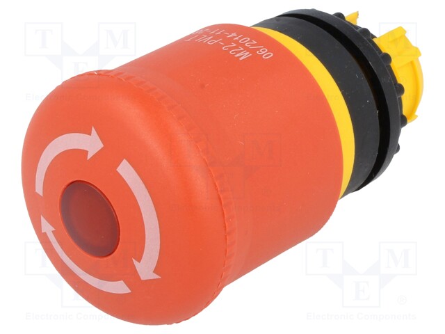 Switch: emergency stop; Stabl.pos: 2; 22mm; red; Illumin: M22-LED