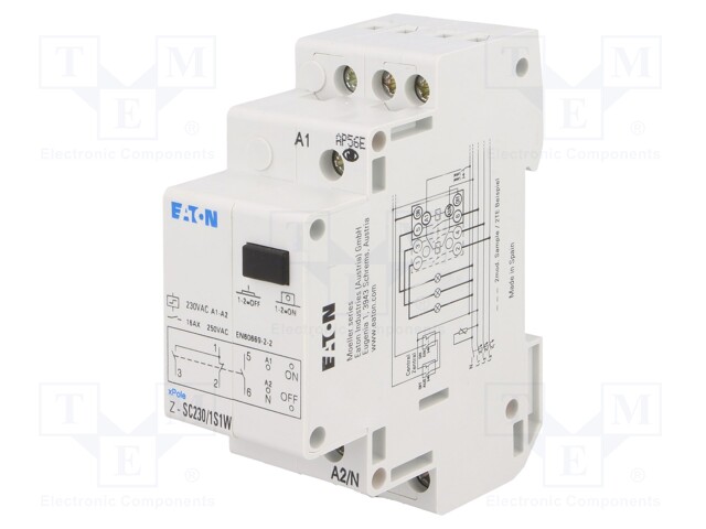 Relay: installation; bistable; SPDT + NO; Ucoil: 230VAC; 16A; IP20