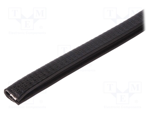 Hole and edge shield; PVC; L: 50m; black; H: 14mm; W: 10.5mm