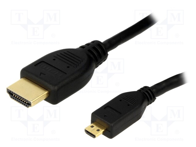 Cable; HDMI 1.4; HDMI micro plug,HDMI plug; 2m; black