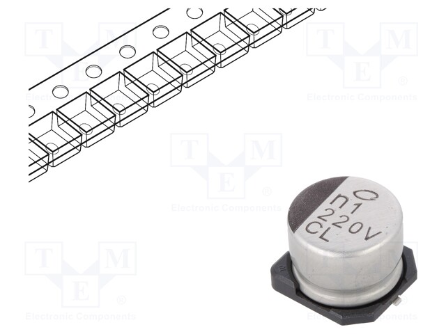 Capacitor: electrolytic; low impedance; SMD; 220uF; 35VDC; ±20%