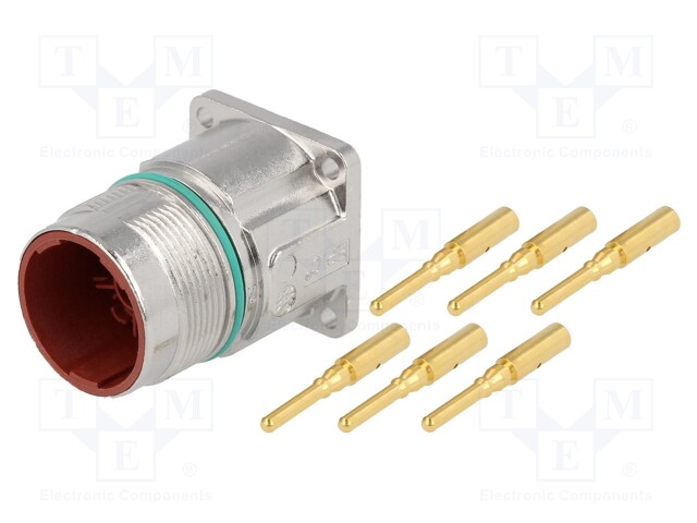 Connector: M23; socket; PIN: 6; male; crimped; straight; 25A; IP68