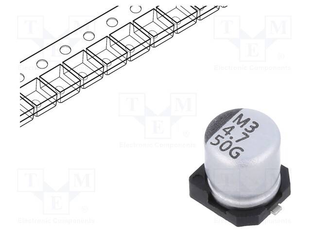 Capacitor: electrolytic; SMD; 4.7uF; ±20%; -55÷105°C; Series: GSC