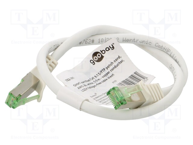 Patch cord; S/FTP; Cat 8.1; stranded; Cu; LSZH; white; 0.5m; 26AWG