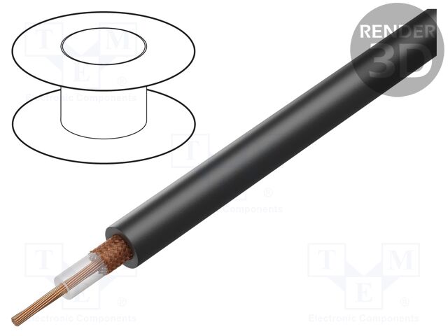 Wire: coaxial; RG213/U; stranded; Cu; PVC; black; 10.29mm